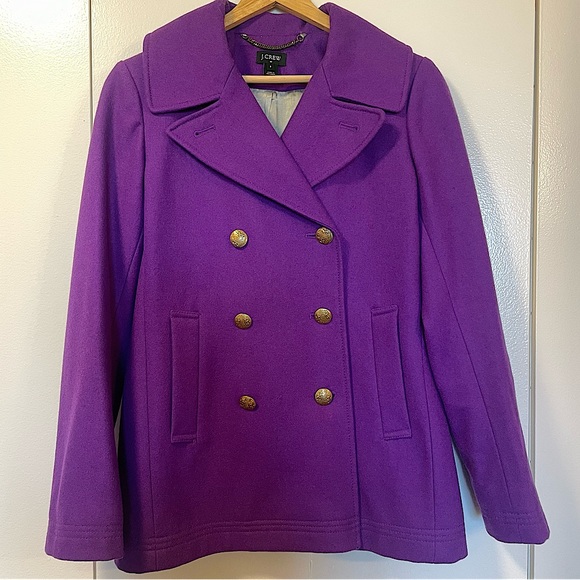 Purple JCrew Double Breasted Wool Coat - Picture 1 of 7